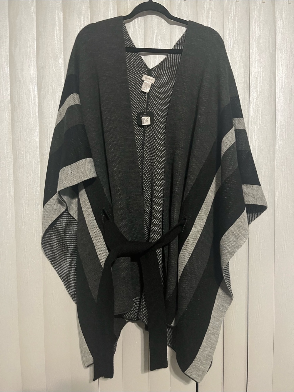 Avenue plus size Black and Gray Stripe Ruana